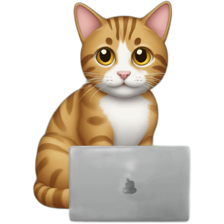 a tabby cat and a computer emoji