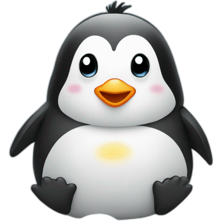 a cute penguin the header on fire sitting cross-legged on a cloud emoji