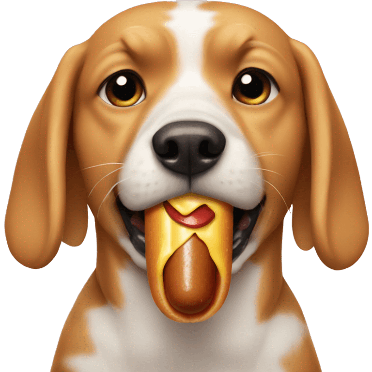 Dog eat hotdog emoji