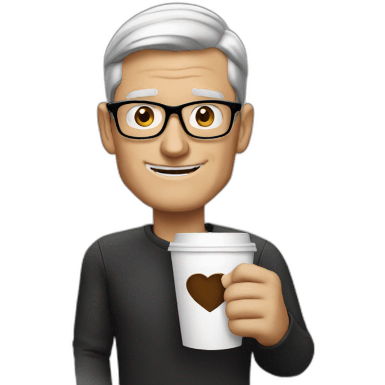 Tim Cook with coffee emoji