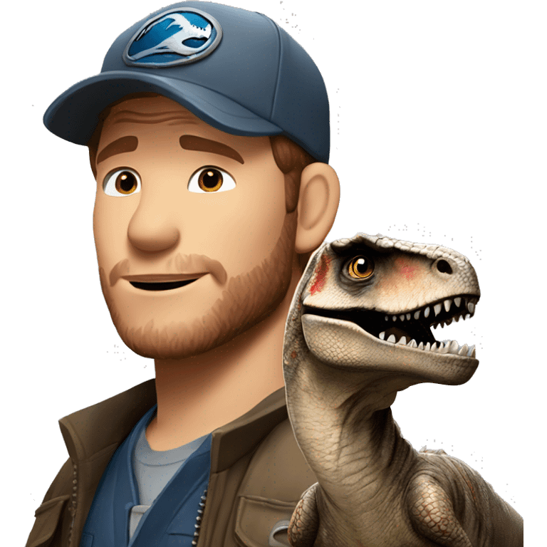 Chris pratt from Jurassic world with raptor emoji