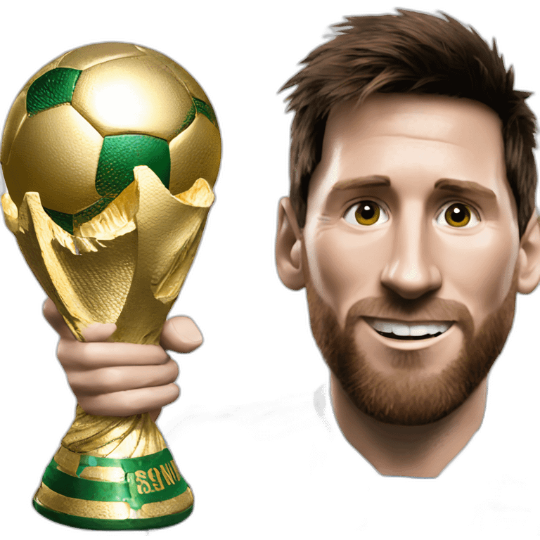 Messi with the World Cup emoji