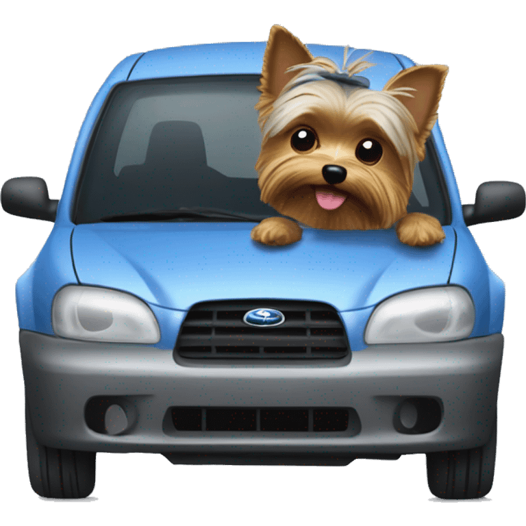 Yorkie driving Subaru emoji