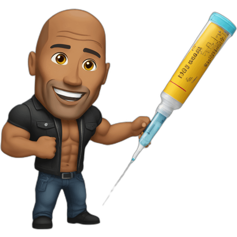 Dwayne Johnson with syringe emoji