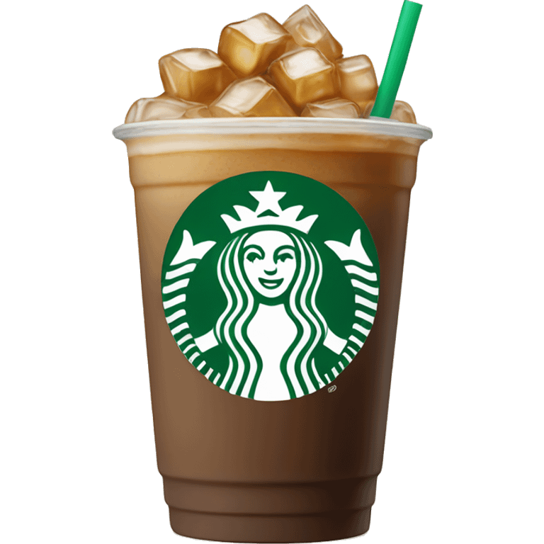 Starbuck ice coffee with ice cubes emoji