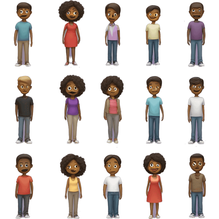 african american Mom, Dad, adult boy, teen boy, teen boy, teen boy, toddler girl emoji