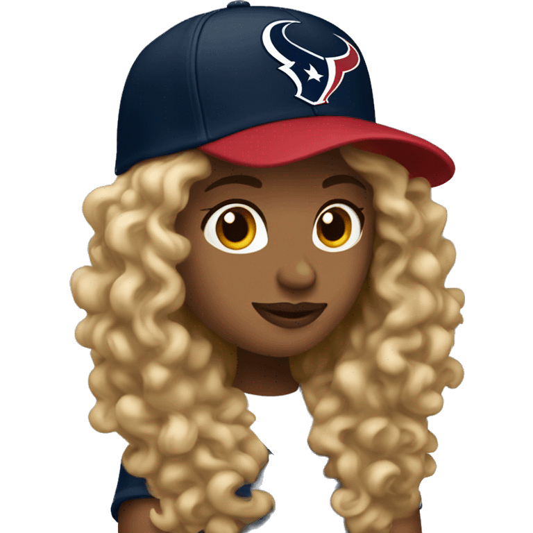 HOUSTON TEXANS baseball hat woman with long curly hair  emoji