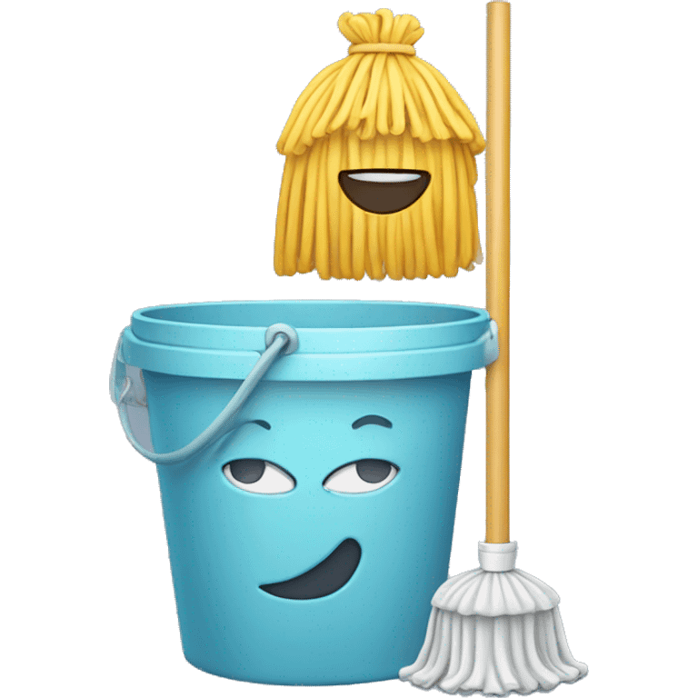 Mop with bucket and a waterpu emoji