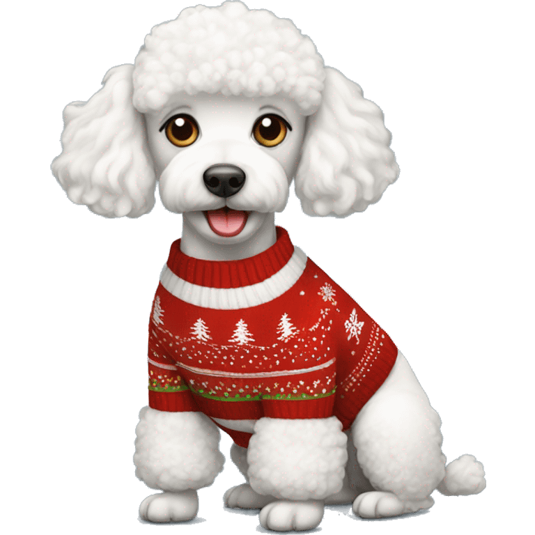 White Poodle with Christmas sweater  emoji