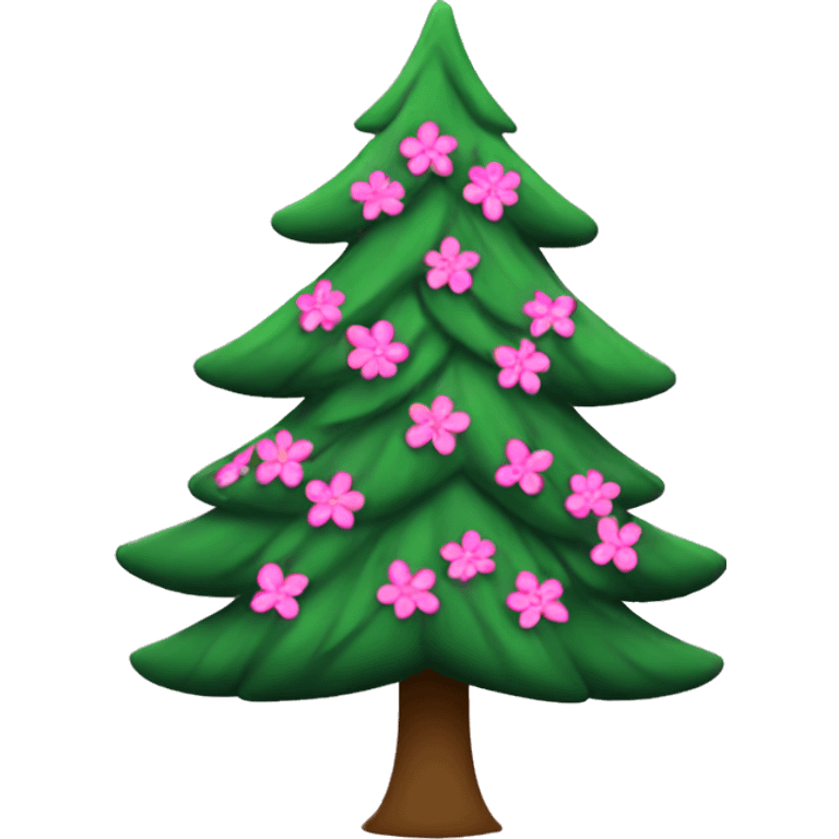 Christmas tree with pink flowers emoji