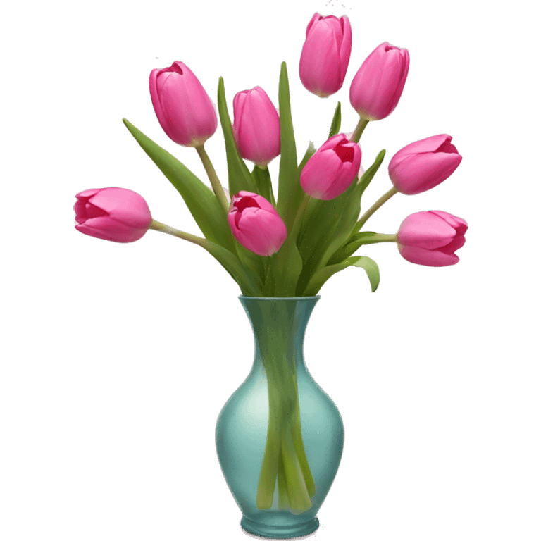 Pink tulips with vase  emoji