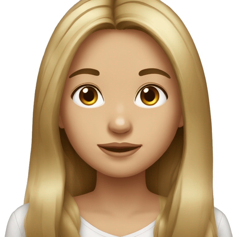 Brown with blonde highlights long haired girl portrait emoji