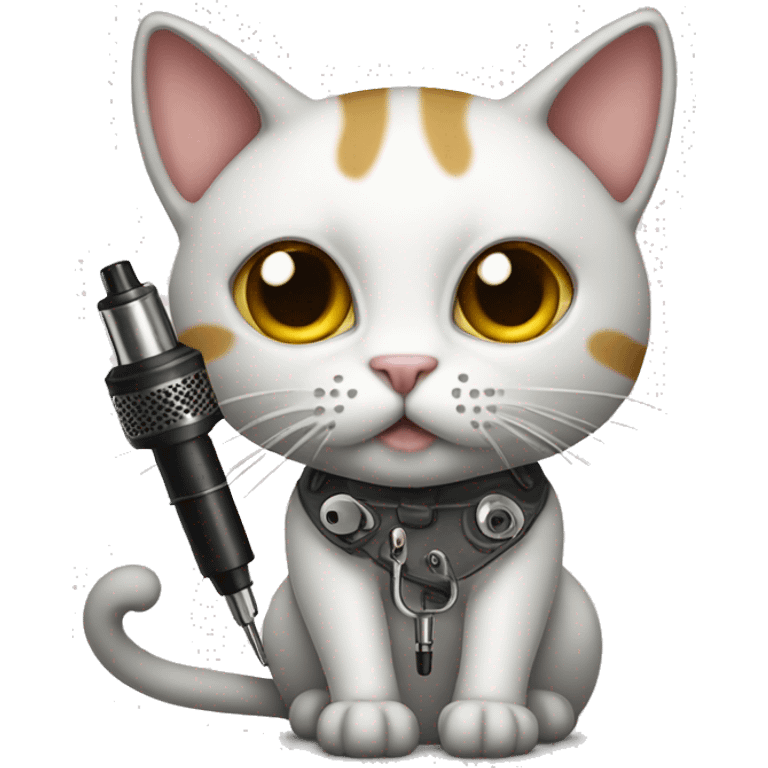 CAT With TATTOO machine  emoji