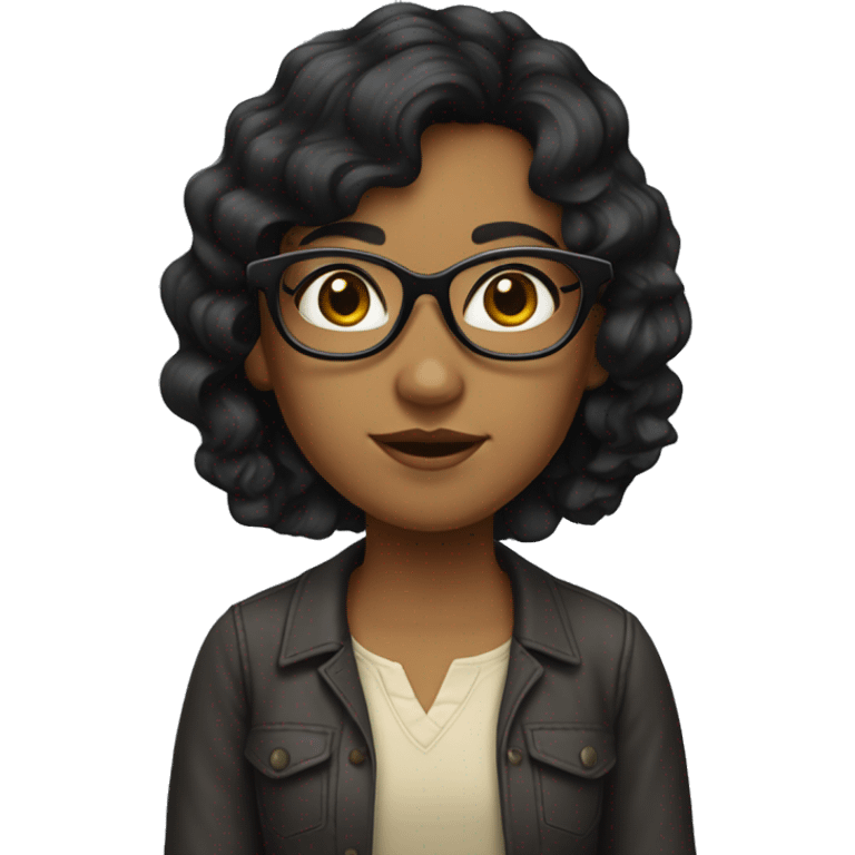 “Girl with wavy black hair, glasses, and fair skin.” emoji