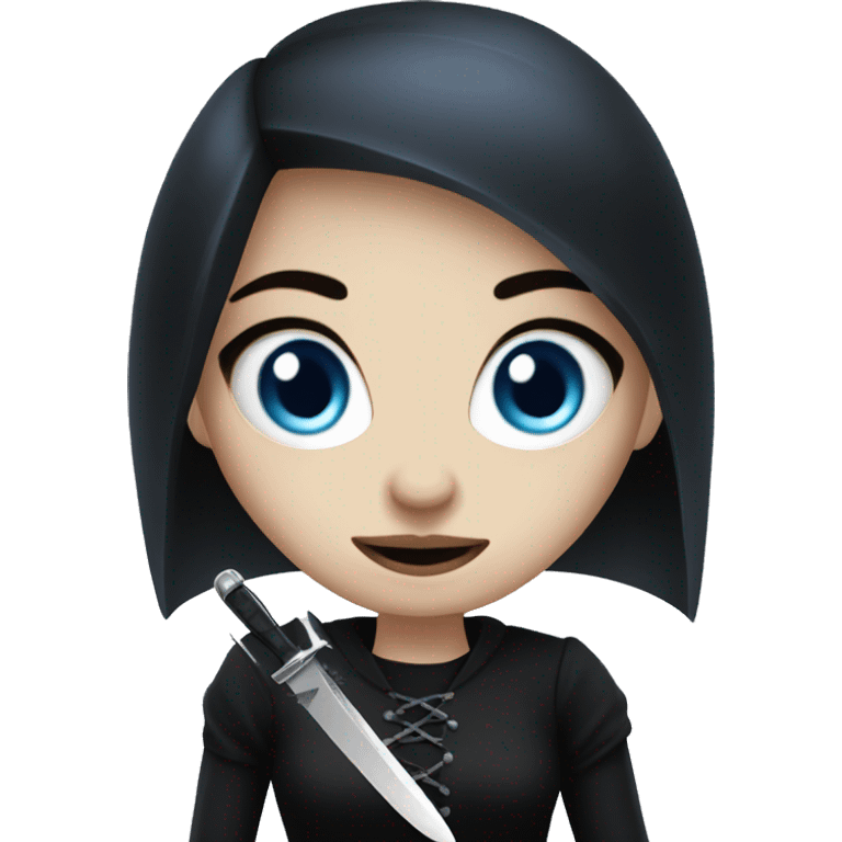 goth girl with blue eyes with knife emoji