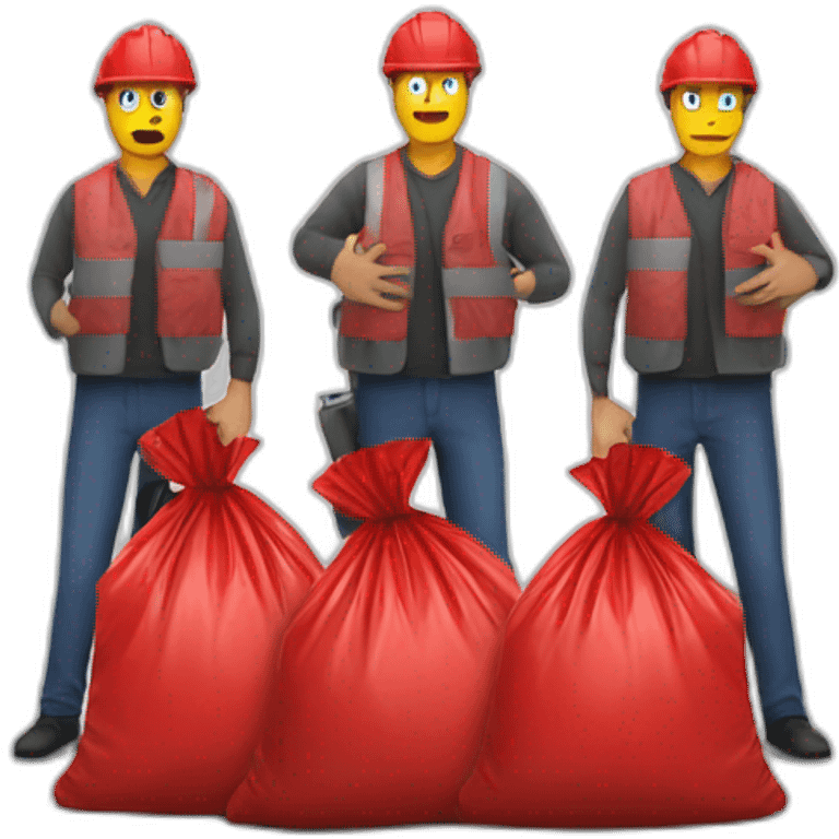 3 Man with red garbage bag in the bag danger logo emoji