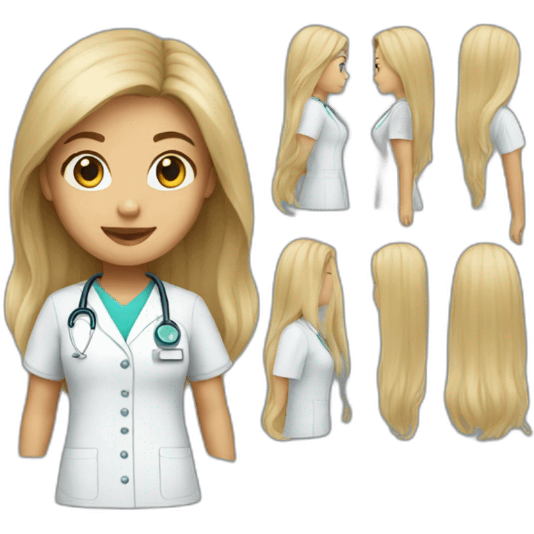 Surgical nurse female long hair emoji