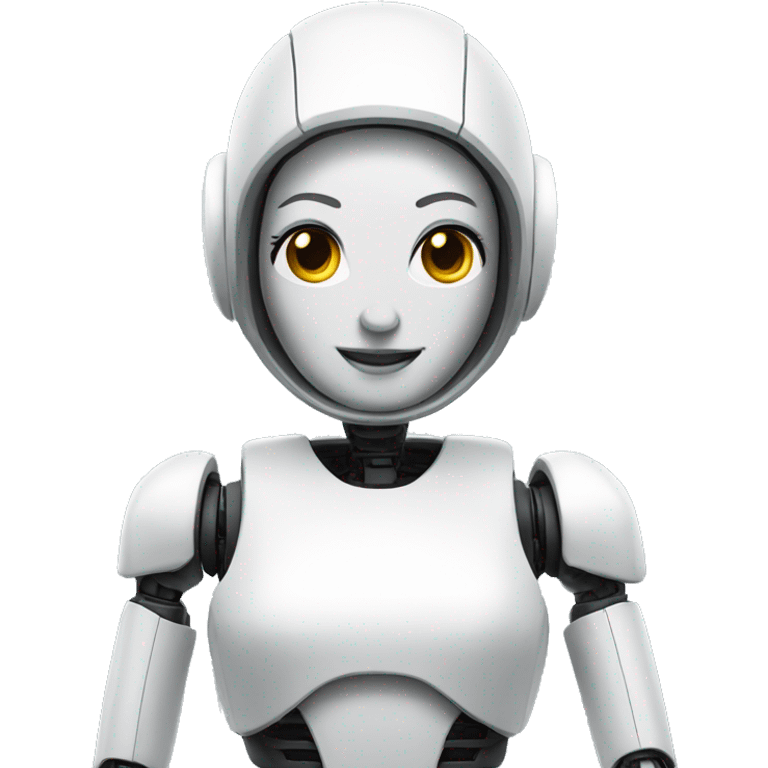 female robot saying hello emoji