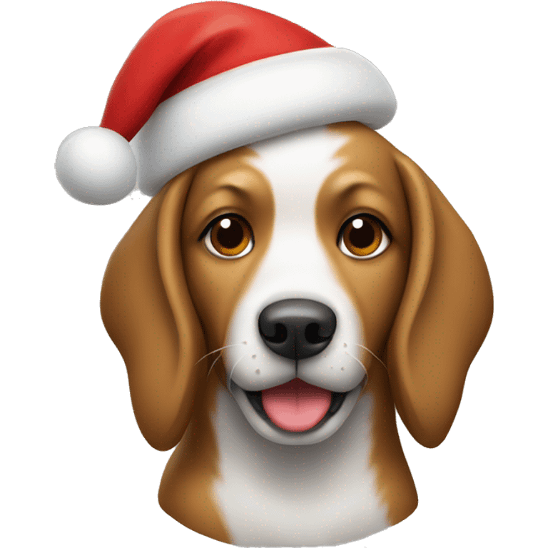 Dog wearing Santa hat emoji