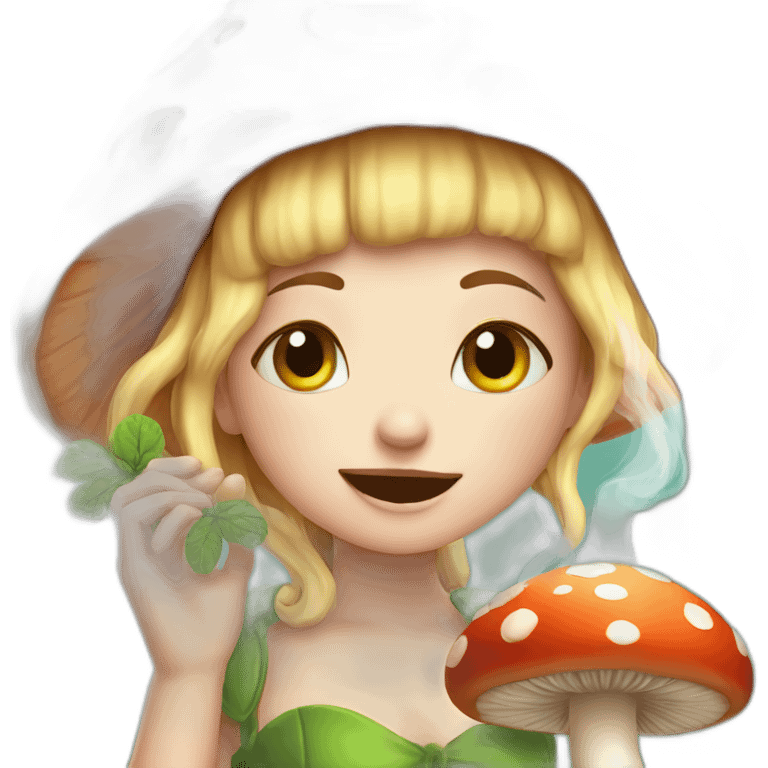 cute mushroom fairy smoking herbs emoji