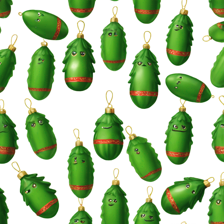 Vintage Christmas tree ornaments in shape of pickle  emoji