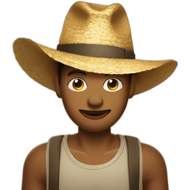 TannedmMan with round face and straw hat emoji