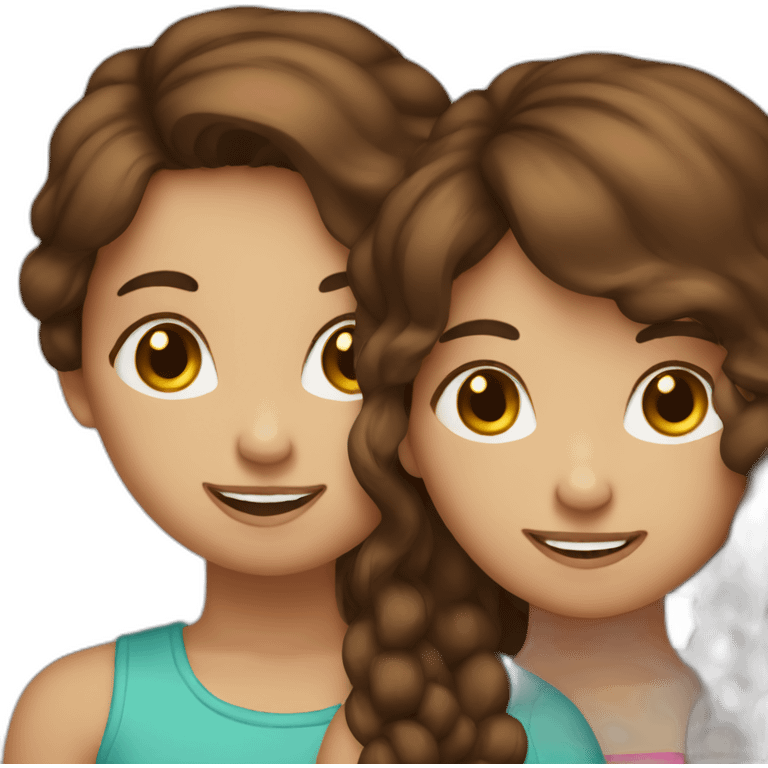 Brown hair girl loves her brown hair sister emoji