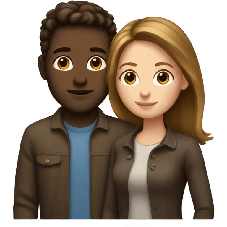 White couple with brown hair  emoji