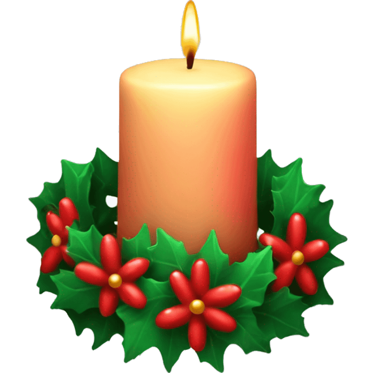 candle with christmas wreath emoji