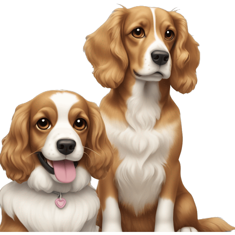 Cocker spaniel and corgi sitting next to each other  emoji