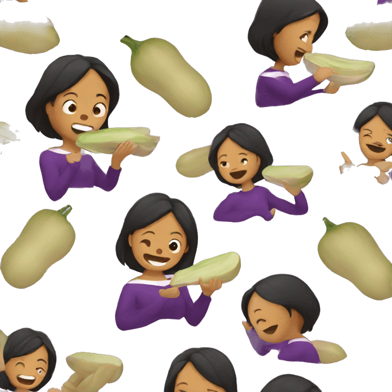 Filipina eating eggplant emoji