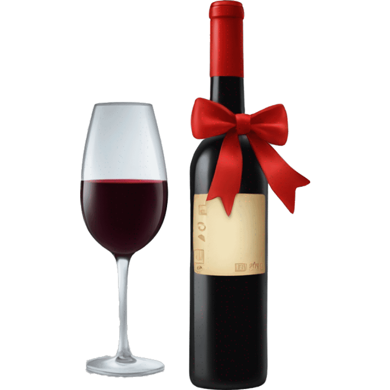 Bottle of red wine with red bow  emoji