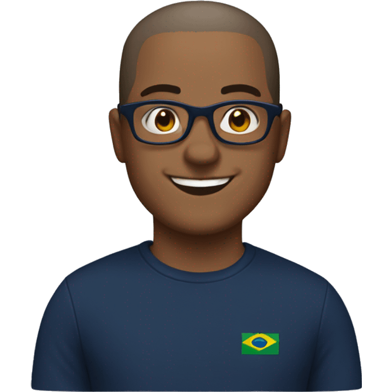 brazilian guy, 40 years old, buzzcut hair, using glasses and navy blue shirt emoji