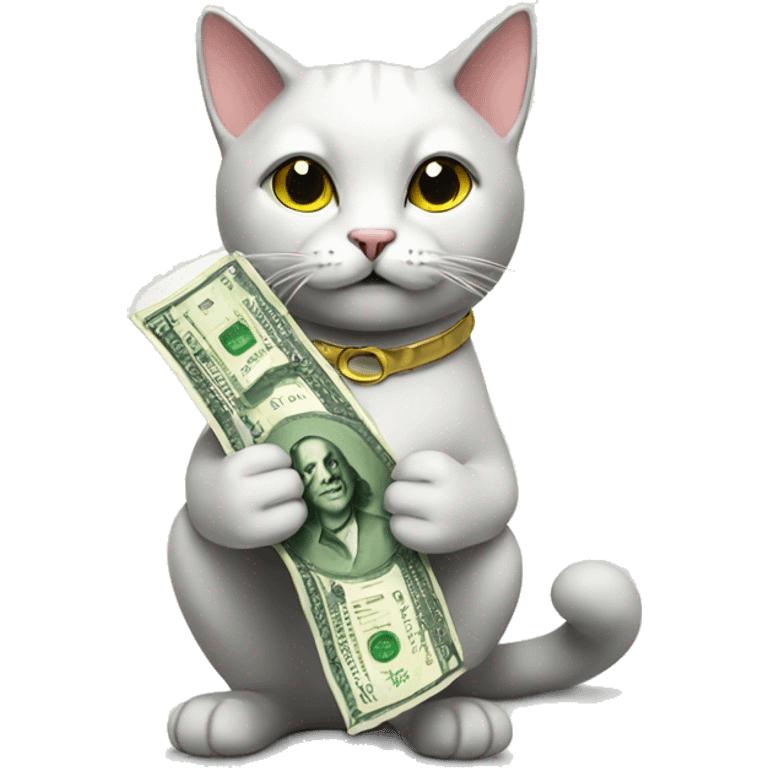 Cat holding money emoji