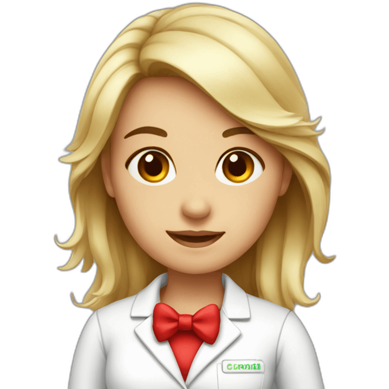 chemist girl red bow emoji