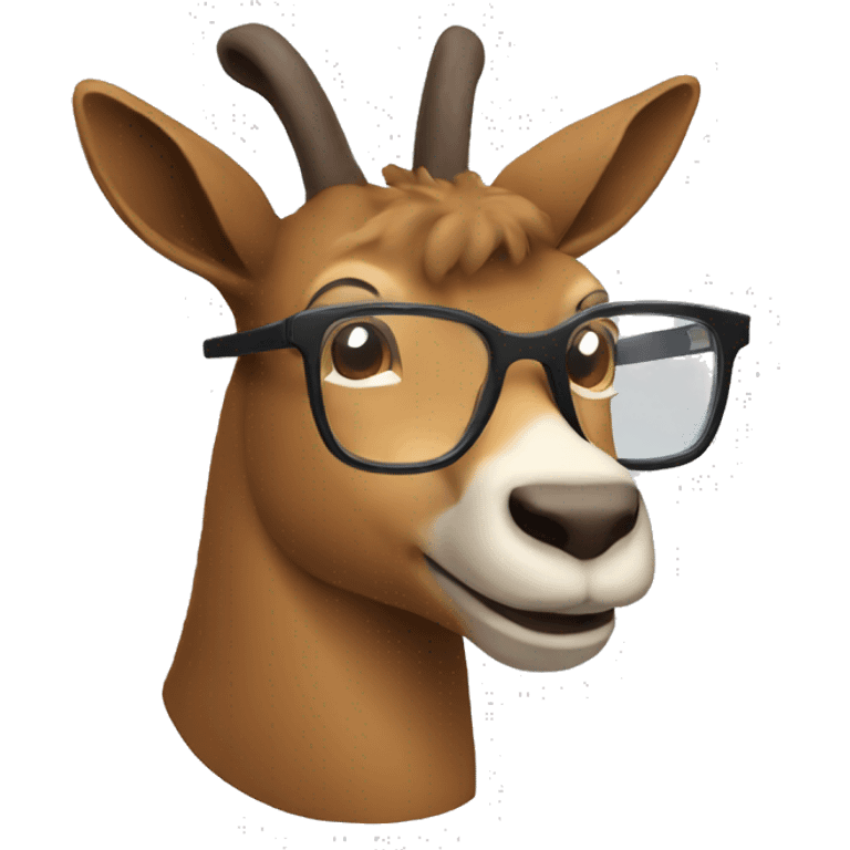 happy smart smiling brown chamois with glasses left profile emoji