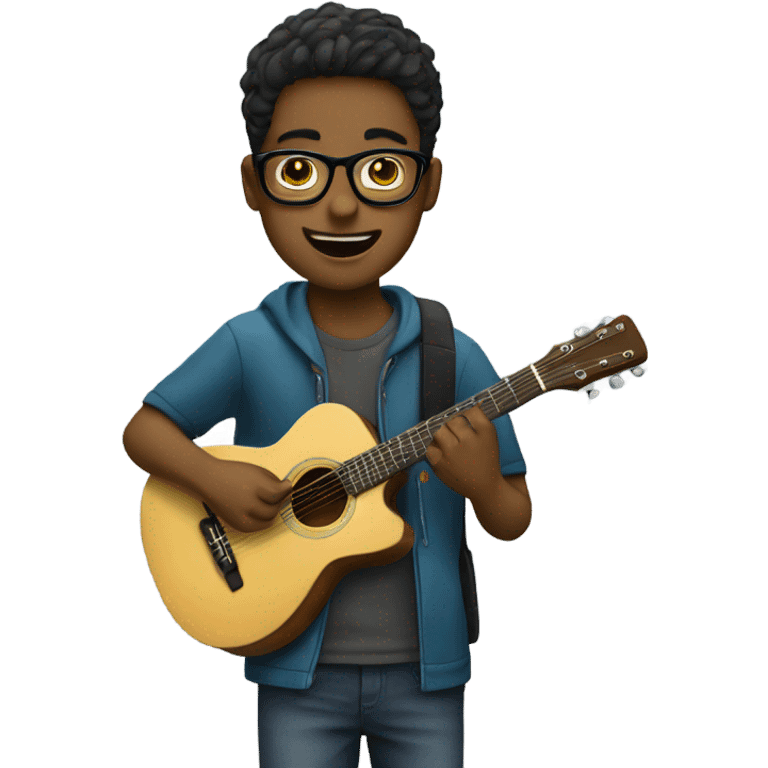 glasses student playing guitar emoji