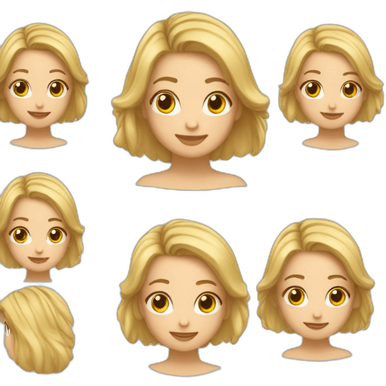 Chica de 45 años rubia con pelo corto estilo hombre y ojos pequeños colormarrones emoji