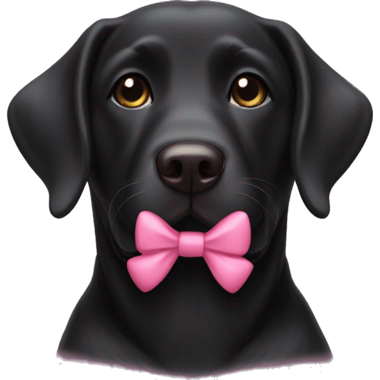 Smiling black lab with pink bow emoji