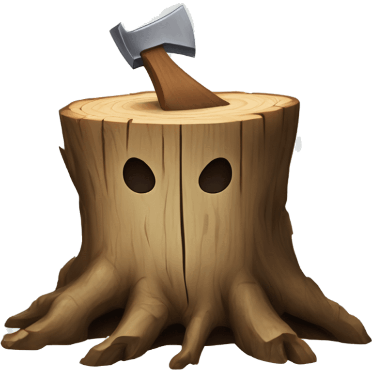 Tree stump with an axe cleaved in the top of the stump  emoji