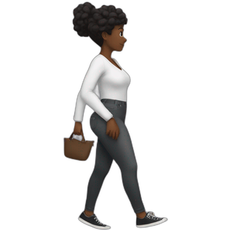 black lady with big hips walking away emoji