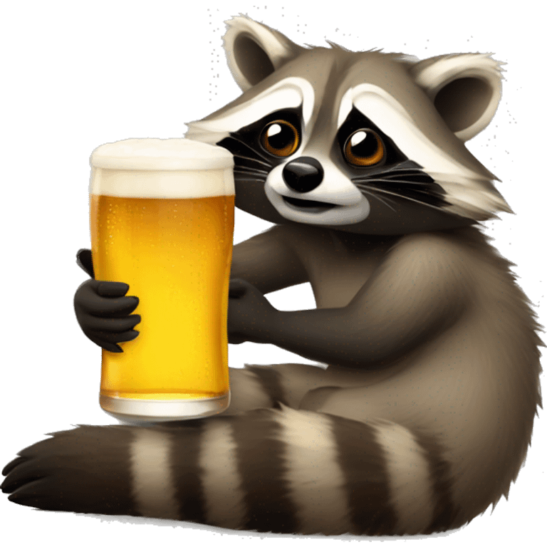 drunk raccoon lying on his back drinking beer emoji