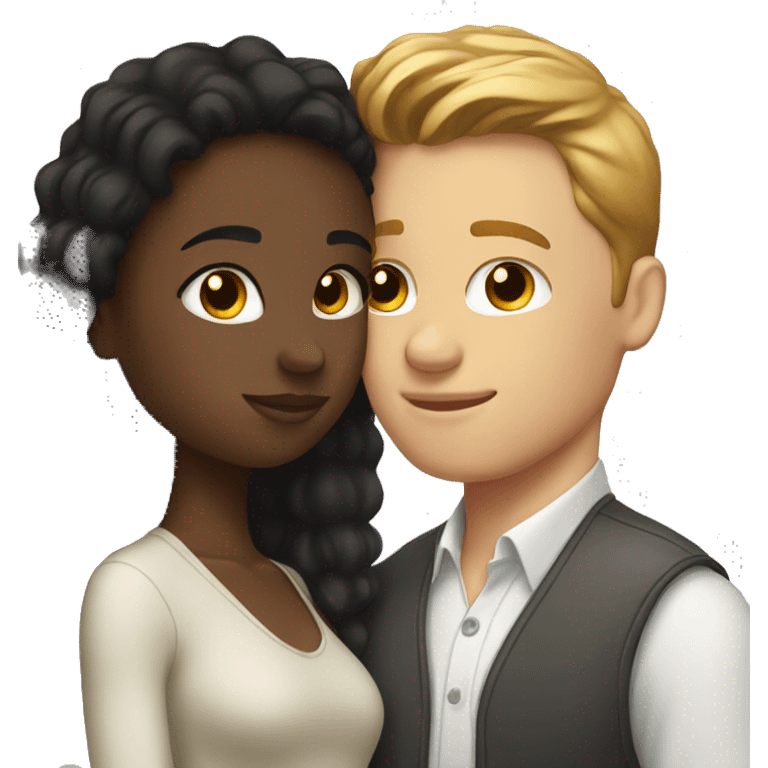 white guy and black girl kissing  emoji