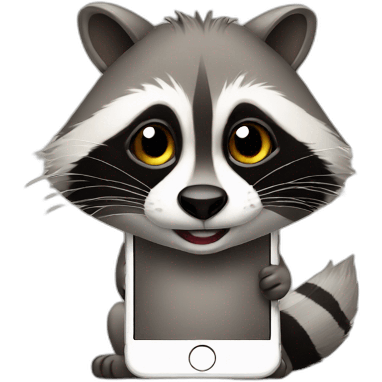 racoon with iphone emoji