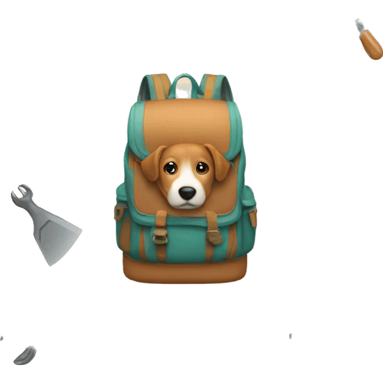 backpack with dog tools emoji