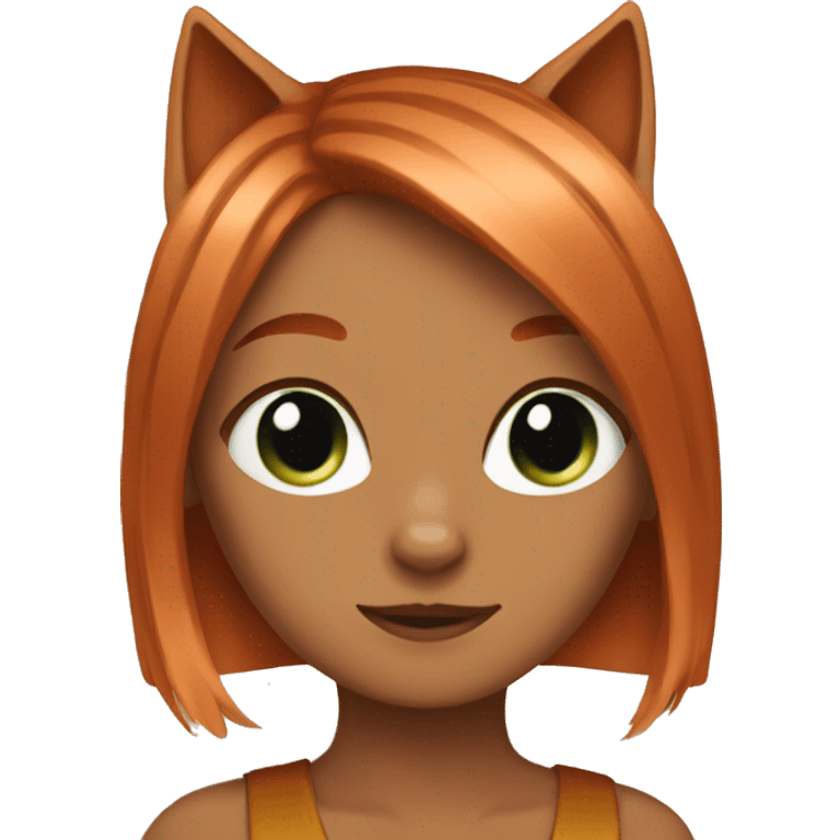 Cat with copper hair girl emoji