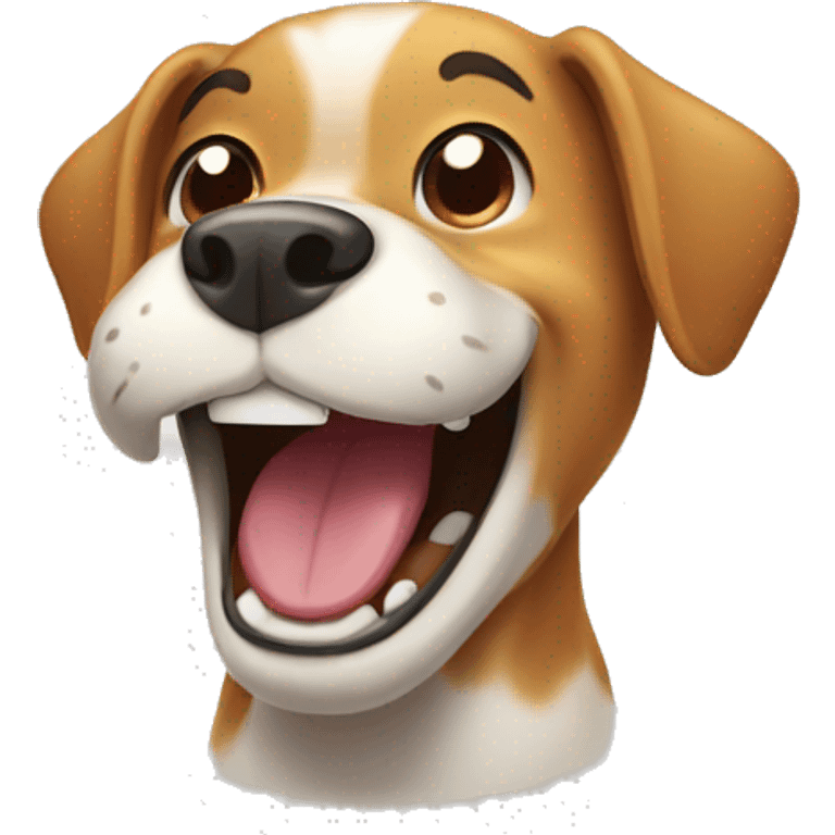 Dog laughing on floor  emoji