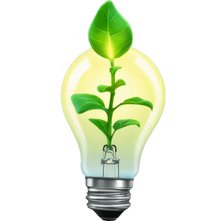 a plant sprout inside a glowing idea lightbulb emoji