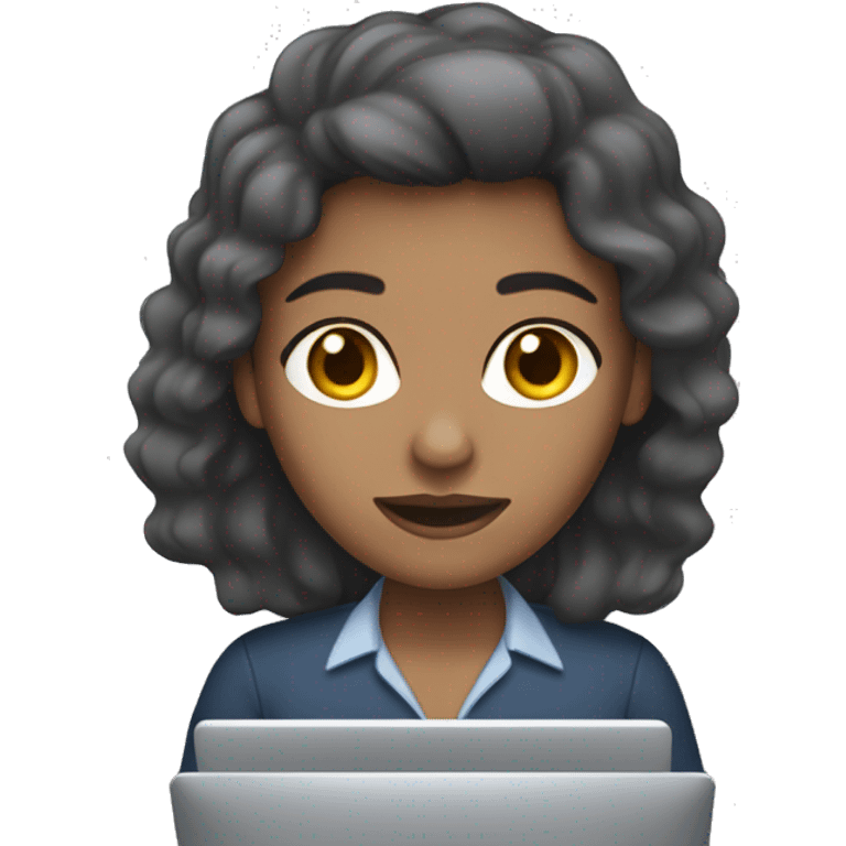 dark brown hair light skin woman typing on computer emoji