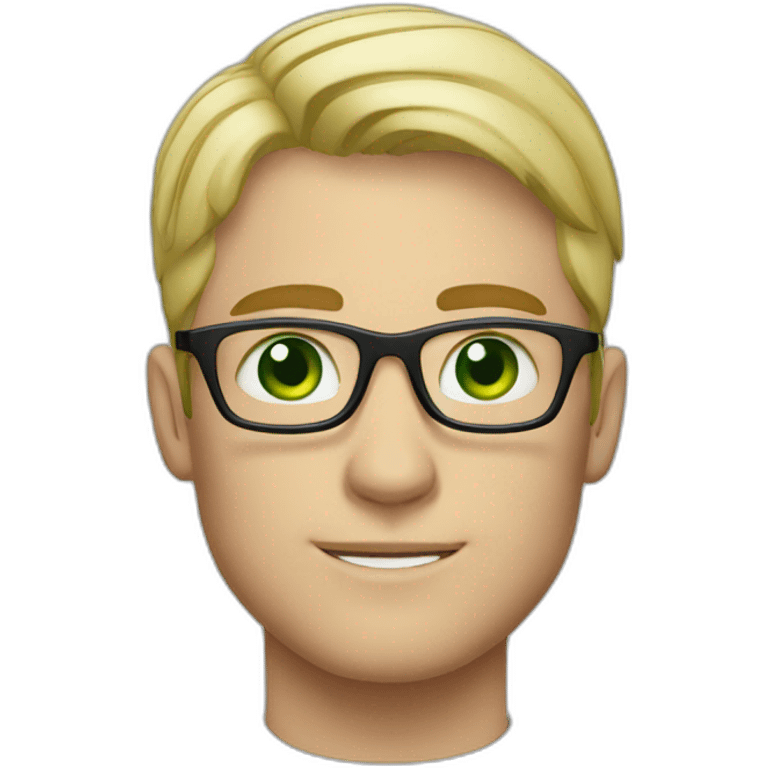 blond short hair man with glasses and green eyes in a suit emoji